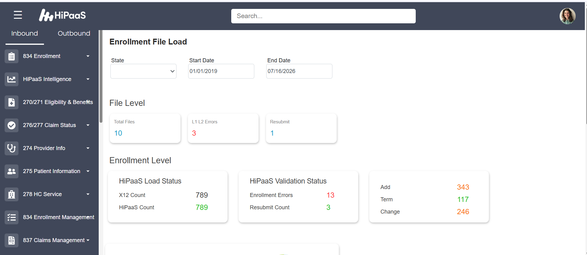 HiPaaS healthcare application dashboard built with AI