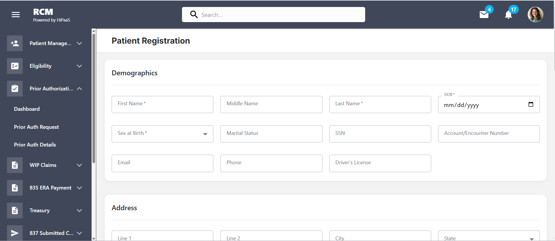 HiPaaS healthcare application screen built with AI agents